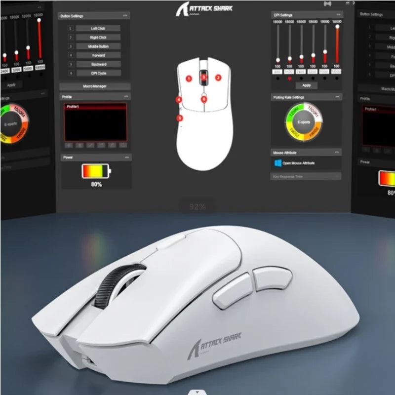 Attack Shark R1 Wireless Gaming Mouse - 18000 DPI, 1000Hz, Tri-Mode Connection