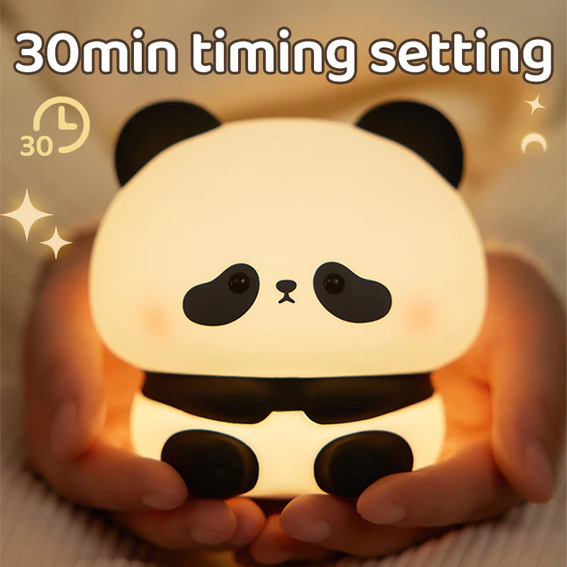 Panda LED Night Light - Cute Silicone USB Rechargeable Lamp for Kids