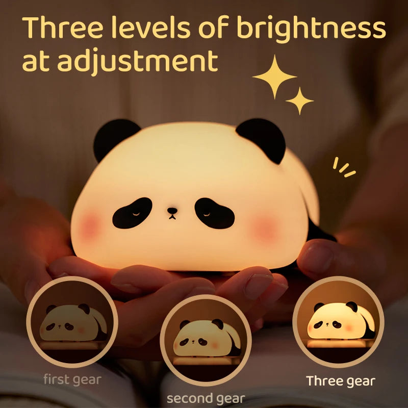 Panda LED Night Light - Cute Silicone USB Rechargeable Lamp for Kids