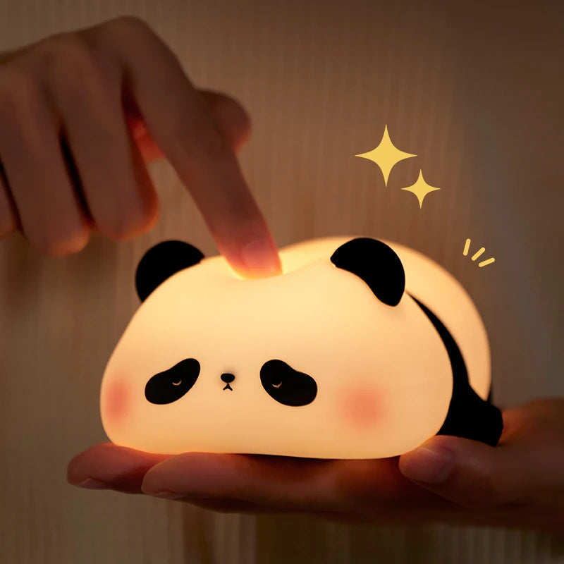 Panda LED Night Light - Cute Silicone USB Rechargeable Lamp for Kids